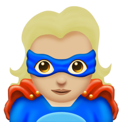 Como o emoji do Super-heroína: pele morena clara é exibido no Emojipedia.