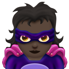 How Woman Supervillain: Dark Skin Tone emoji looks on Emojipedia.