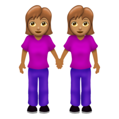 A quoi ressemblent les emoji Deux femmes se tenant la main: peau légèrement mate sur Emojipedia.