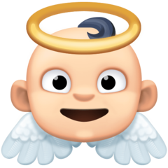 Cómo se ve el emoji Bebé ángel: tono de piel claro en Facebook.