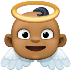 Cómo se ve el emoji Bebé ángel: tono de piel oscuro medio en Facebook.