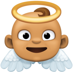 Cómo se ve el emoji Bebé ángel: tono de piel medio en Facebook.