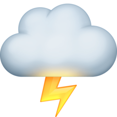 Bagaimana Cloud with Lightning emoji terlihat di Facebook.