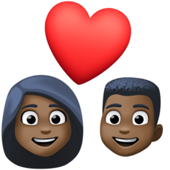 Como o emoji do Casal apaixonado: pele escura é exibido no Facebook.