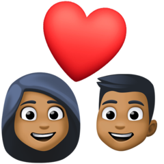 Bagaimana Pasangan dengan hati: warna kulit gelap-sedang emoji terlihat di Facebook.