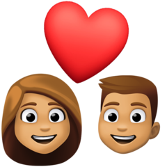 Come Coppia con cuore: carnagione olivastra emoji appare su Facebook.