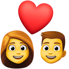 Cómo se ve el emoji Pareja enamorada: mujer y hombre en Facebook.