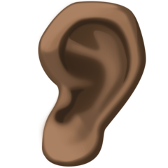 How Ear: Dark Skin Tone emoji looks on Facebook.