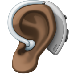 Bagaimana Ear with Hearing Aid: Dark Skin Tone emoji terlihat di Facebook.