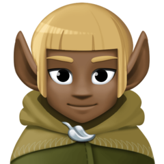 Hoe Elf: donkere huidskleur emoji eruit ziet op Facebook.