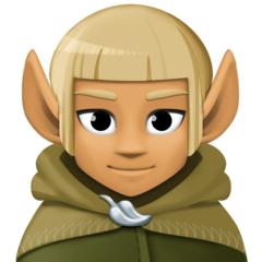 Bagaimana Elf: Medium Skin Tone emoji terlihat di Facebook.