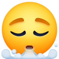 How Face Exhaling emoji looks on Facebook.