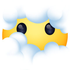 Como o emoji do Rosto nas nuvens é exibido no Facebook.