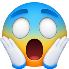 Hoe Angstig schreeuwend gezicht emoji eruit ziet op Facebook.