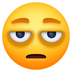 Hvordan Fjes med poser under øynene emoji ser ut på Facebook.