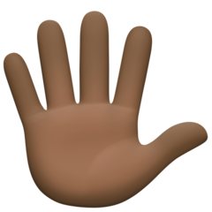 How Hand with Fingers Splayed: Dark Skin Tone emoji looks on Facebook.