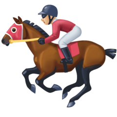 Cómo se ve el emoji Carrera de caballos: tono de piel claro medio en Facebook.