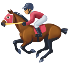 Hoe Jockey op renpaard: getinte huidskleur emoji eruit ziet op Facebook.