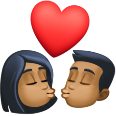 How Kiss: Medium-Dark Skin Tone emoji looks on Facebook.