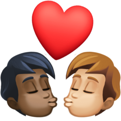 A quoi ressemblent les emoji Bisou : adulte, adulte, peau foncée et peau moyennement claire sur Facebook.