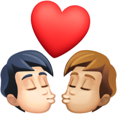 A quoi ressemblent les emoji Bisou : adulte, adulte, peau claire et peau moyennement claire sur Facebook.