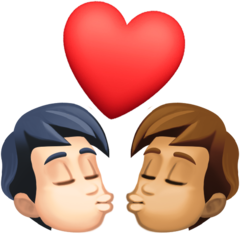 A quoi ressemblent les emoji Bisou : adulte, adulte, peau claire et peau légèrement mate sur Facebook.