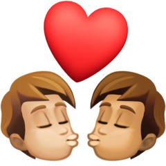 A quoi ressemblent les emoji Bisou : adulte, adulte, peau moyennement claire et peau légèrement mate sur Facebook.