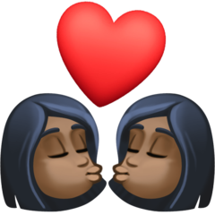 A quoi ressemblent les emoji Bisou : femme, femme et peau foncée sur Facebook.