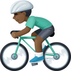 How Man Biking: Dark Skin Tone emoji looks on Facebook.