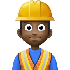 Cómo se ve el emoji Profesional de la construcción hombre: tono de piel oscuro en Facebook.