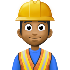 Cómo se ve el emoji Profesional de la construcción hombre: tono de piel oscuro medio en Facebook.