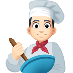 Cómo se ve el emoji Chef hombre: tono de piel claro en Facebook.