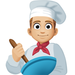 How Man Cook: Medium-Light Skin Tone emoji looks on Facebook.