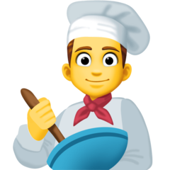 Cómo se ve el emoji Chef hombre en Facebook.