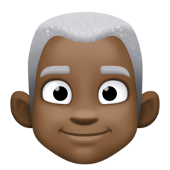 Bagaimana emoji Lelaki: ton kulit gelap dan rambut putih kelihatan di Facebook.