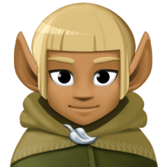 Hoe Mannelijke elf: donkergetinte huidskleur emoji eruit ziet op Facebook.