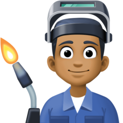 How Man Factory Worker: Medium-Dark Skin Tone emoji looks on Facebook.