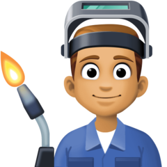 Cómo se ve el emoji Profesional industrial hombre: tono de piel medio en Facebook.