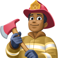 How Man Firefighter: Medium-Dark Skin Tone emoji looks on Facebook.