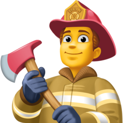 Cómo se ve el emoji Bombero hombre en Facebook.