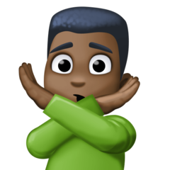 How Man Gesturing NO: Dark Skin Tone emoji looks on Facebook.