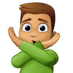 How Man Gesturing NO: Medium Skin Tone emoji looks on Facebook.