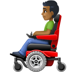 Man in Motorized Wheelchair: Medium-Dark Skin Tone Emoji 👨🏾‍🦼