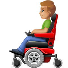 Bagaimana Man in Motorized Wheelchair: Medium-Light Skin Tone emoji terlihat di Facebook.