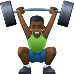 Bagaimana Man Lifting Weights: Dark Skin Tone emoji terlihat di Facebook.