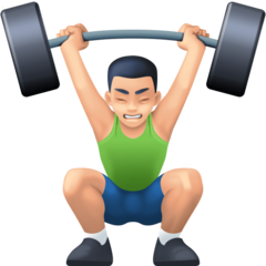 Bagaimana Man Lifting Weights: Light Skin Tone emoji terlihat di Facebook.