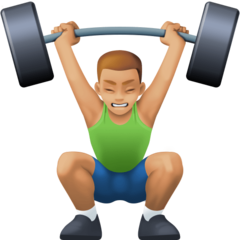 Bagaimana Man Lifting Weights: Medium-Light Skin Tone emoji terlihat di Facebook.