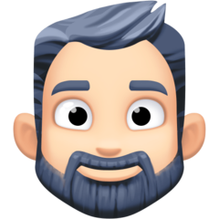 Cómo se ve el emoji Persona con barba: tono de piel claro en Facebook.