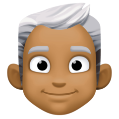 A quoi ressemblent les emoji Homme: peau mate et cheveux blancs sur Facebook.