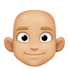 Cómo se ve el emoji Hombre: tono de piel claro medio y sin pelo en Facebook.